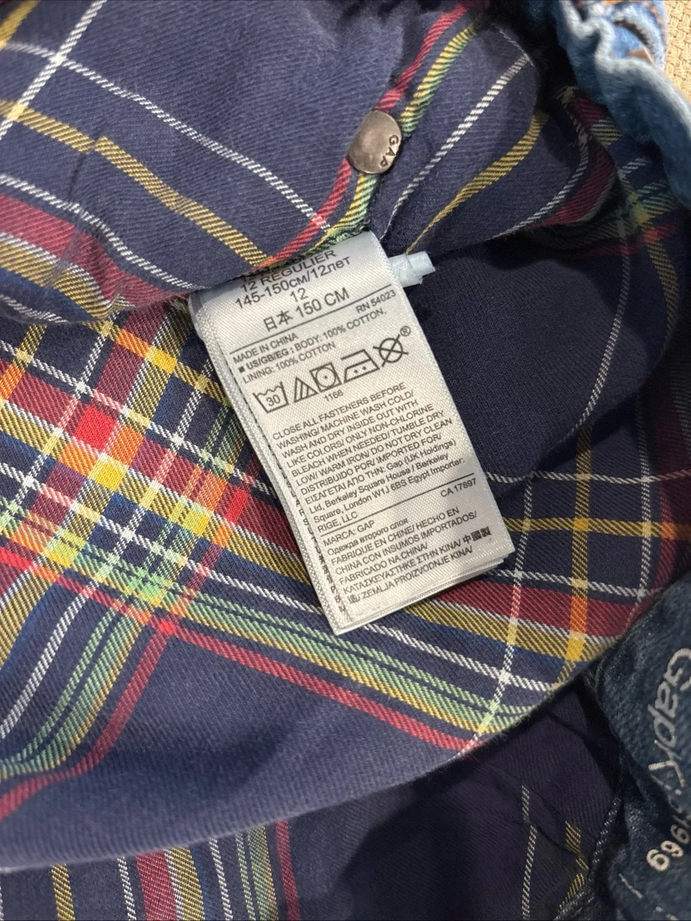 GAP boys lined jeans regular straight size 12